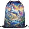 EDPXKL Zaino con coulisse Dreamy Uni-Corn Rainbow Galaxy Borsa con coulisse per bambini Zaino con coulisse idrorepellente per uomo donna adulti Borsa sportiva palestra, per nuoto, scuola, 36x42cm