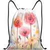 EDPXKL Borsa da palestra con coulisse e stampa di dente di leone ad acquerello per uomo/donna, borsa sportiva con coulisse e fiori ad acquerello e piante verdi, zaino per palestra, spiaggia e nuoto.