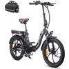 Generic Bicicletta elettrica pieghevole per adulti, pneumatici larghi da 20 pollici, batteria rimovibile da 36 V 18 Ah, autonomia da 70 a 150 km, compatta per pendolarismo e viaggi.