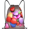 EDPXKL Borsa a sacco con coulisse e stampa a cuori d'amore per donna, impermeabile, ideale per il calcio, zaino portatile da viaggio, perfetto per palestra, shopping, sport e yoga.