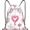 EDPXKL Borsa da palestra con coulisse a forma di cuore rosa diamante per uomo/donna, borsa sportiva con coulisse a forma di cuore rosa diamante, zaino da spiaggia/nuoto per sport, palestra, piscina.