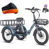 Generic Triciclo elettrico pieghevole per adulti con pneumatici larghi, batteria da 48 V 18,2 Ah, pneumatici 20x3.0, freni idraulici, stabilità e guida confortevole.