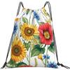 EDPXKL Zaino leggero con coulisse a tema girasoli in stile rustico, borsa a tracolla impermeabile vintage con fiori colorati primaverili, ideale per palestra, viaggi, feste e uso quotidiano.