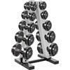 HHEMSTD Supporto per manubri a 5 ripiani, telaio a A, in acciaio, portata 100 kg, con tappi in gomma antiscivolo, scaffale salvaspazio, 34 x 32 x 65 cm, per palestra a casa e allenamento della forza, bianco
