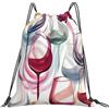EDPXKL Zaino leggero con coulisse e motivo astratto colorato a bicchieri da vino, zaino impermeabile con fiocchi di neve colorati per appartamento, ideale per palestra, viaggi, feste e uso quotidiano.