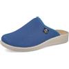 Fly Flot Ciabatta Donna Chiusa in Rete Elastica, Sottopiede Imbottito Antishock in Pelle, Avio, 38 EU