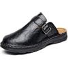 GURGER Ciabatte Uomo Estivi Pelle Zoccoli e Sabot Punta Chiusa Sandali Antiscivolo Pantofole, Nero 48