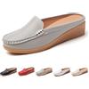 Topmis Sabot da Donna in Pelle Slip-on, Mocassini Larghi Senza Schienale Morbida | Zoccoli aperti sul retro | Leggero antiscivolo | Sabot piatti slip on da donna
