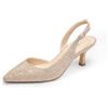 DREAM PAIRS Scarpe Tacco Spillo Donna Slingback,Oro Glitter,37