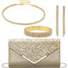 OUAYEMEL Confezione da 4 borse da donna con paillettes - Borsa da sera o da matrimonio - Accessorio per matrimoni - Per ballo di fine anno - Elegante, oro, 250 millimètres