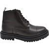 Malu Shoes Scarpe Stivale Uomo Anfibio Lacci Vera Pelle Matte Marrone Suola Gomma Alta 3,5 cm Zip Comfort Basic Made in Italy (42 EU)