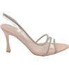 Malu Shoes Sandali Donna Beige Nude Slingback Trasparenti con Strass e Punta Aperta Tacco Clessidra 10 cm Chiusura alla Caviglia (39 EU)