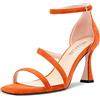 HEUIVZAR Donna Chunky Blocco Medio Tacco Heel Aperte sulla Punta Sandali Cinturino alla Caviglia Fibbia da Matrimonio Cute 8.5 CM Heels Arancione 36 EU