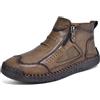 BIKETAFUWY Stivaletto da uomo in pelle con zip, tomaia traforata, scarpe sportive da uomo in alto, da basket, da corsa con cerniera, stivaletti da esterno, sneakers morbide per il tempo libero, suola piatta, da