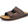 Fly Flot Ciabatte Uomo in Ecopelle Doppia Fascia con Strappi Regolabili, Sottopiede in Pelle Antishock, T Moro, 40 EU