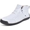 BIKETAFUWY Stivaletto da uomo in pelle con zip, tomaia traforata, scarpe sportive da uomo in alto, da basket, da corsa con cerniera, stivaletti da esterno, sneakers morbide per il tempo libero, suola piatta, da