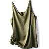Cicilin Donna Canottiere Estive Moda Camicetta Top in Raso Imitazione Camicia Senza Maniche Top, Verde militare, XL