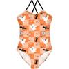 LI ZHI XIN Costume da bagno intero da bambina, costume da bagno, costume da bagno, set bikini per bambini, età 3-10 anni Halloween Spider Candy Checkerboard, multicolore, 9-10 Anni