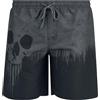 Black Premium by EMP Uomo Pantaloncini da Bagno Grigio-Neri con Stampa di Teschio