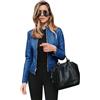 TYQQU Donna Giacca Con Cerniera Manica Lunga Cappotto Casual Bomber Giacca Corta Da Moto Blu S