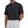 Generico Camicia Coreana Uomo Estiva Camice Manica Corta Cowboy Righe di Lino Slim Fit Oversize Casual Traspirante Fiori Militare Elegante