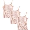Jamron Donna 3 Pezzi Basic Canotta con Reggiseno Incorporato Canottiere Imbottita Regolabile con Spalla Stretta Nudo + Nudo + Nudo M