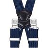 Decalen - Bretelle da uomo larghe 4 cm con 4 clip in metallo molto resistenti, taglia unica, regolabili ed elastiche, stile ad X, Blu scuro, Taglia unica