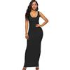 TEERFU Vestito da donna senza maniche maxi lungo a canotta aderente a lunghezza intera, Nero , XL