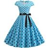Generico Donna Abito Vintage Anni 50 Elegante con Fiocco Rockabilly Senza Maniche per Festa Cerimonia