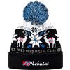 Nebulus Berretto unisex Inverno, con motivo norvegese, con pompon, nero-bianco, Taglia unica