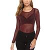 OHXSM Top a rete a maniche lunghe da donna Camicia a rete trasparente Camicia a t-shirt Top da donna casual Top Camicette a tunica Top a tunica elasticizzato con scollo rotondo Sheer Sexy Top Camicetta