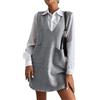 LCDIUDIU Abito Gilet Knit da Donna, Maglione Pullover in Maglia con Scollo A V Nero, Gilet, Abiti Scamiciati, Autunno Inverno Casual Caldo Midi, Tuta in Maglia con Tasche Grigio M