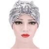 SJTJSPX Turbante da donna plissettato berretti paillettes capo avvolgere cotone notte cap perdita di capelli cappello primavera autunno berretto da notte musulmano hijab india africana cappello chemio