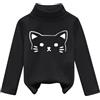 Mjjsk Top a collo alto da ragazza con grafica alla moda a maniche lunghe pullover termico strato base per bambini casual carino t-shirt comoda morbida calda maglietta intima, 01 Nero, 11-12 Anni