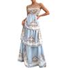 Genérico Abito Corsetto Abiti da Festa Formali con Corsetto Tulle Ricamo di Fiori con Bretelle Sottili Lunghe Stile Fata Abito Torta Donna con Spalline Spaghetti Abiti Fiori Vita Increspata