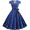 Generico Donna Abito Vintage Anni 50 Elegante con Fiocco Rockabilly Senza Maniche per Festa Cerimonia
