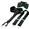 DonDon Set di bretelle eleganti e papillon per uomo, forma a Y, larghezza 3,5 cm, fatto a mano - Accessorio elegante per matrimonio, festa, smoking - Verde