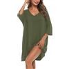 Bresdk Camicia da Notte Donna Cotone Modal Morbida Camicie da Notte Manica 3/4 Scollo a V Eleganti Taglie Forti Vestiti Premaman con Tasche Vestaglia Parto Ospedale Premaman, Verde Militare, M