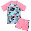 ZNYUNE Ragazze Sunwear - Bambina Bambini Junior Maniche Corte Due Pezzi Costumi Bagno da Maglietta e Pantaloncini Rash Guard Anti UV UPF 50+ Set Spiaggia