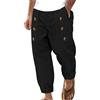 Generico Pantaloni Uomo Estivi Larghi Comodi Cotone e Lino Pinocchietti Elegante Leggeri 3/4 Con Tasca Cropped Bermuda Capri Vita Alta Casual Tuta Sportivi Coulisse Regolabile Pantalone Dritta Estivo Jogger