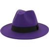 Hgvcfcv Donne Inverno Classico Elastico Fedora Cappello Unisex Feltro di Lana Jazz Cappelli Elegante Uomo Donna Tesa Larga Panama Trilby Cap, Viola, 6 7/8 / 7 1/8