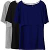 Smallshow Donna Maglie a Manica Corta di Professione d'infermiera a Strati Design L'Allattamento al Seno Camicie,Deep Blue/Black/Grey,L