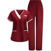 HAOLEI Divisa OSS Donna Cotone Divisa Sanitaria Set con Casacca e Pantalone Medico Elegante Manica Corta Camice da Laboratorio Elasticizzato Leggero Uniformi Infermiere Camicia da Lavoro Officina Pulizie