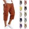 Generico Bermuda Cargo Uomo Pantaloni Corti Estivi 3/4 Bermuda Pantaloncini Slim Fit Molte Tasche in Cotone Tasconati Casual Shorts Leggeri Pantaloni Corti Sportivi