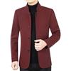 HUIANGLIYG Blazer da Uomo A Spina di Pesce, Giacca da Abito in Tweed Vintage, Misto Lana, Collo alla Coreana, Monopetto, Cappotto di Lana, Casual, Business, Antivento, Bordeaux, Taglia L