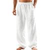 Generic Mens Linen Pants Yoga Beach Loose Fit Casual with Waist Drawstring Lightweight Vacation Clothing Wide Leg Summer Flowy (White,XL)