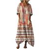 Udbeksid Vestito Estivo Donna Lungo Bohemien, Abito con Tasche e Scollo a V, Vestito Vintage Casual Maniche 3/4, Vestito Kaftano Elegante per Spiaggia Mare Copricostume Vacanza 2026