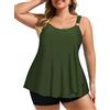 Hanna Nikole Tankini da donna taglie forti, costume da bagno in 2 pezzi, con volant e pantaloncini da bagno, Verde militare, 12 Di Più