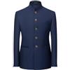 HARBINGG Blazer Casual da Uomo, con Colletto alla Coreana, Foderato, Sportivo, da Lavoro, per Il Tempo Libero, per Matrimoni, Feste E Balli, Blu L