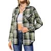 Aottori Camicia Donna a Quadri in Cotone Blusa Maniche Lunghe Camicetta Scozzese con Bottoni Camicie Flanella Classico Shirts Casual Nero Verde L